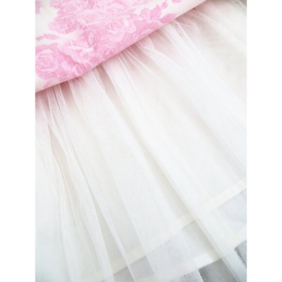 NEW! Crewcuts Pink Floral Print A-Line Skirt with Tulle Underskirt Detail SZ 8 - Picture 5 of 6